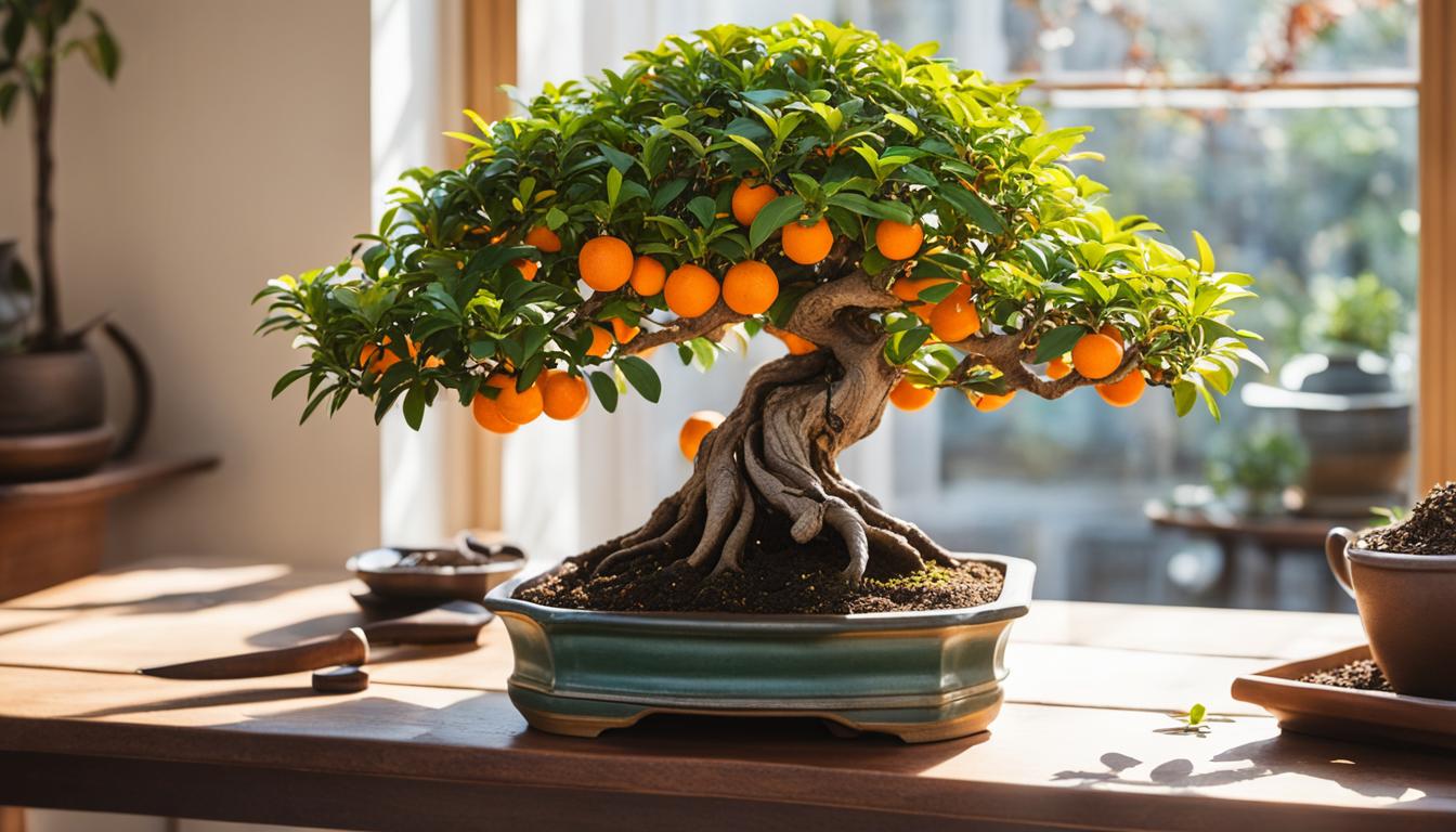 Orange tree bonsai