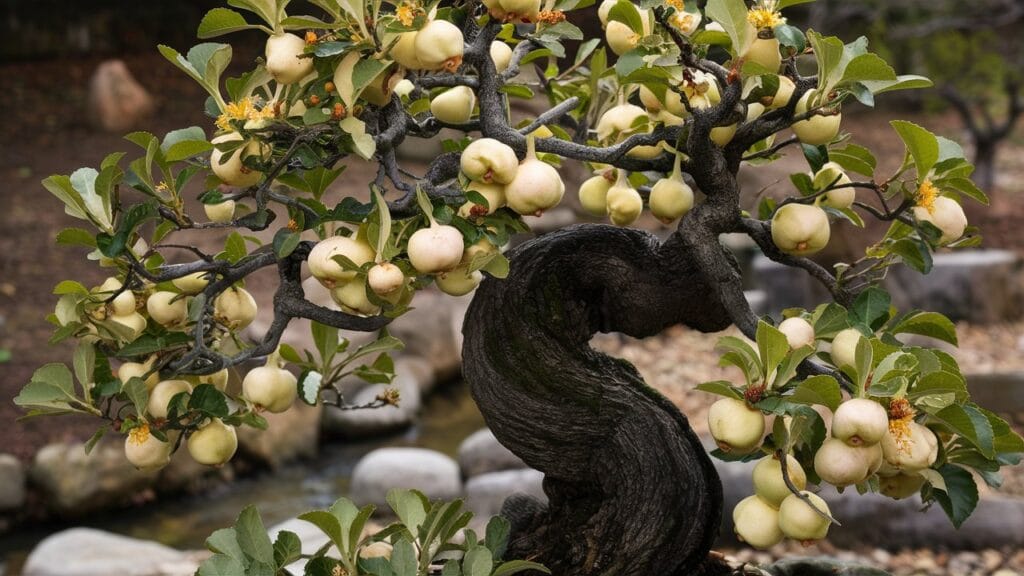 Quince bonsai with fruits