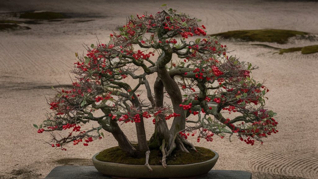 Japanese winterberry in a shallow pot