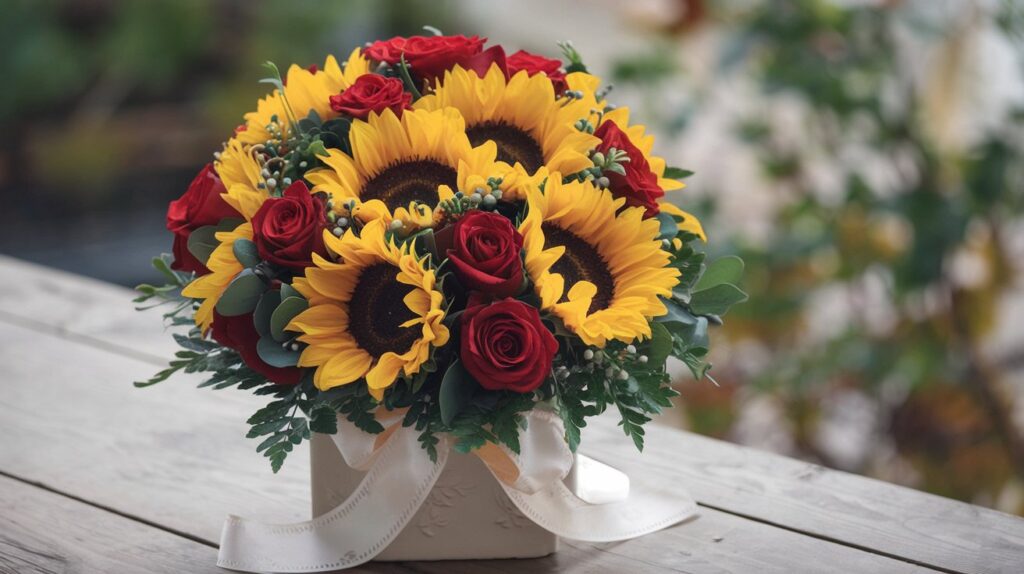 What does bouquet of sunflower and rose bouquet mean