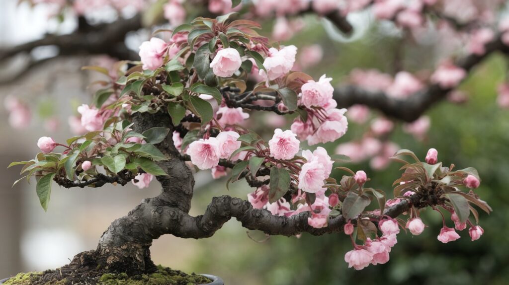 Prunus mume bonsai with flowers