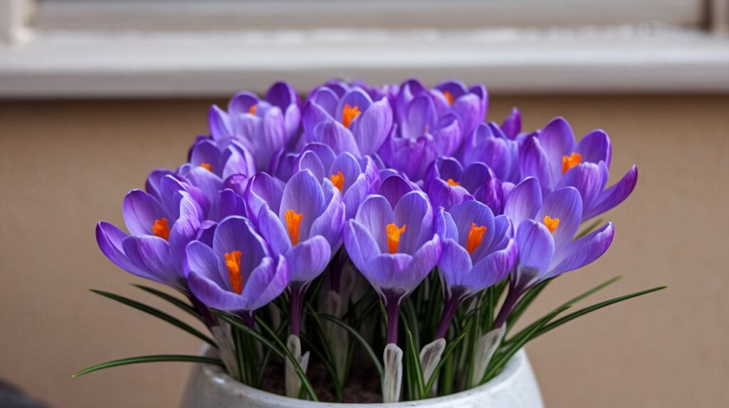 crocus flowers in a vase