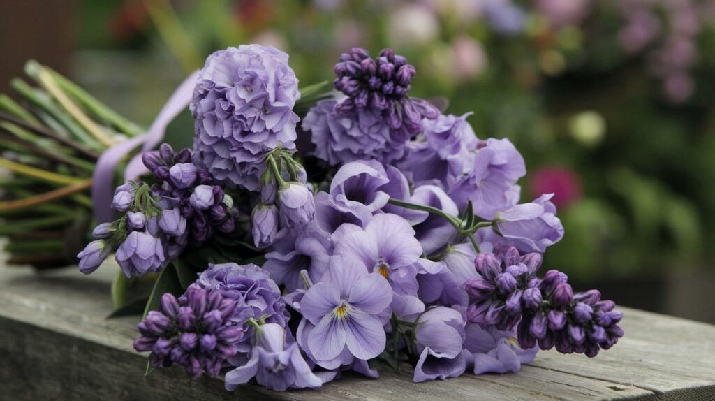 a photo of a bouquet of violet flowers the bouquet ftNIk8oUSsOufs buOXaMQ GunAMhS3anwb4JXcdmsg