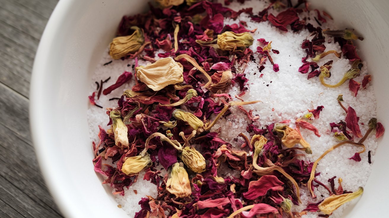 Image of Bath salt made with dried petals